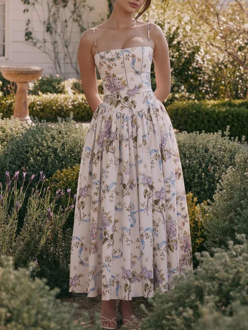 House of CB ysabella vintage ribbon print cotton Maxi Dress